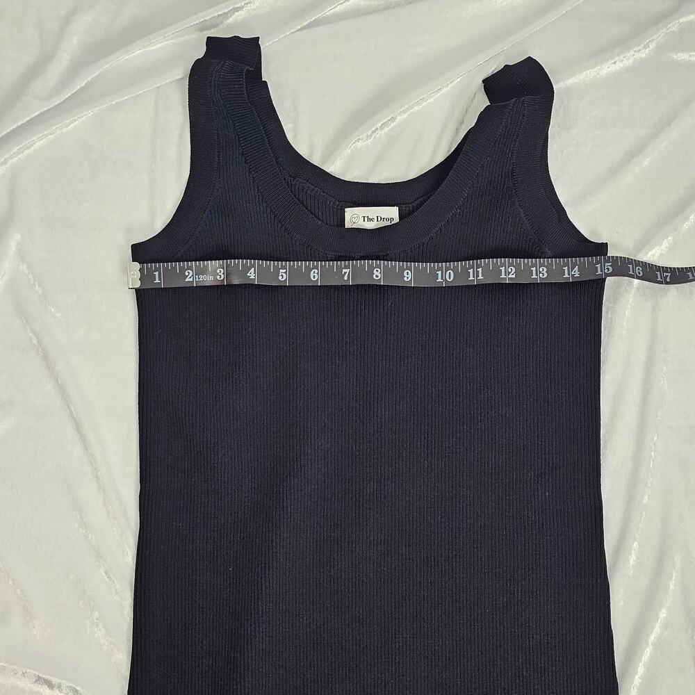The Drop Yasmin Black Side Slit Rib Knit Midi Tank Dress Women's Size L NWT - Picture 11 of 14